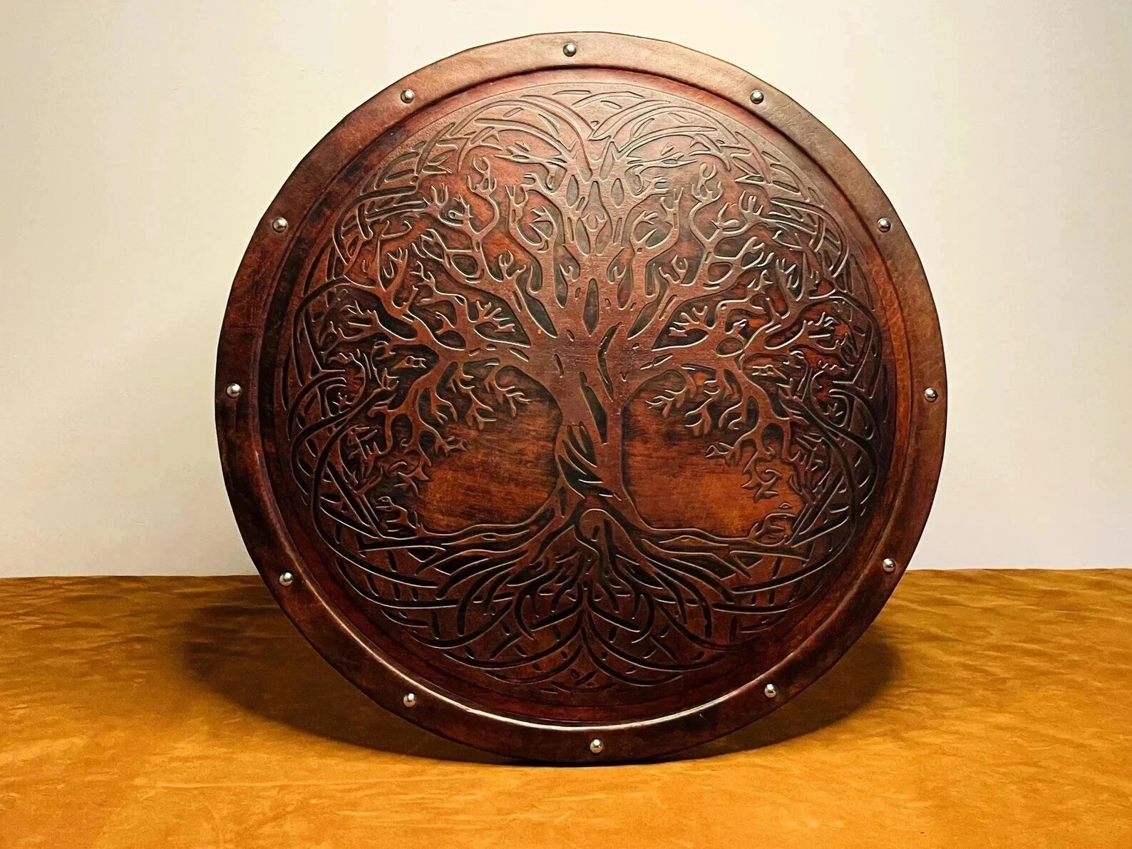 Wooden Viking Shield | Tree of Life Handmade Shield Best Gift