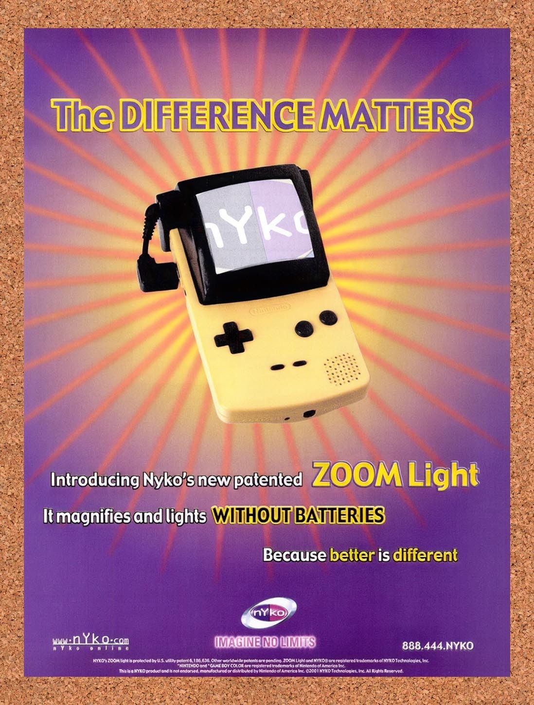 2001 Nyko Zoom Light For Game Boy Original Advertisement / Retro Promo v10