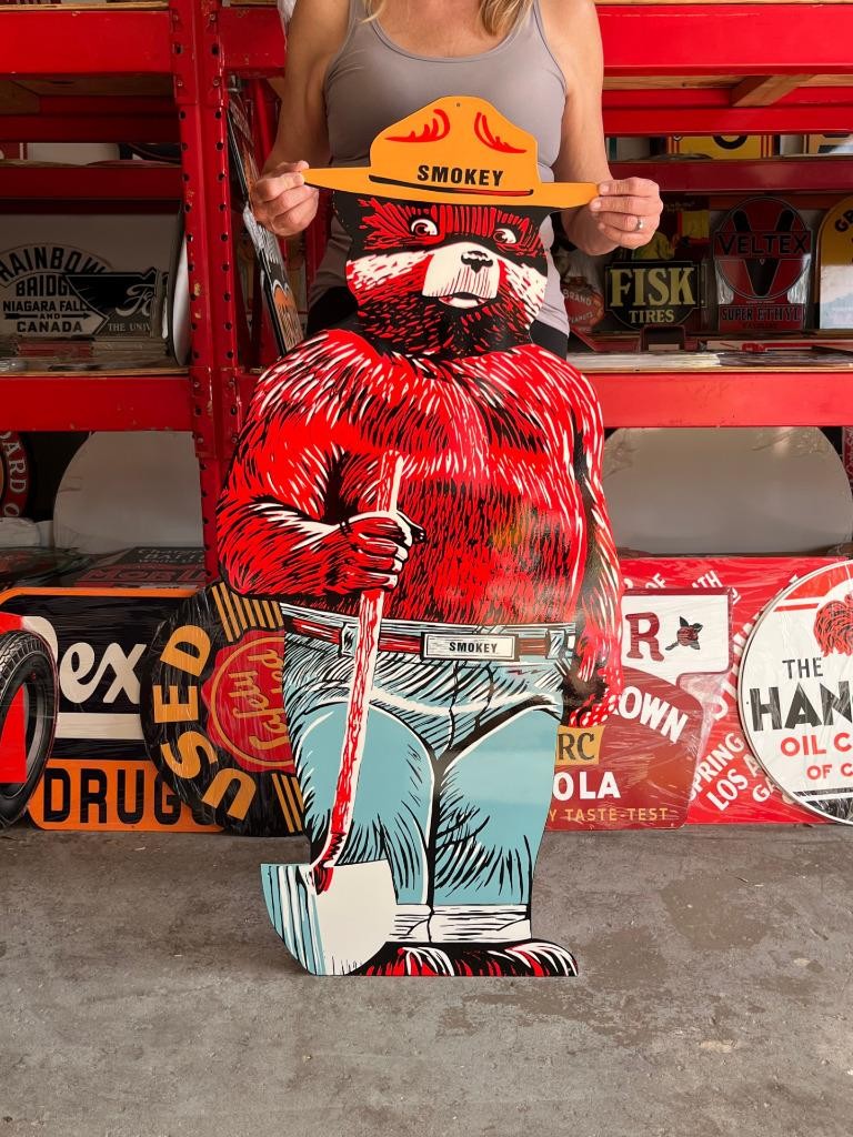 Vintage Style Metal Sign Smokey The Bear NOT Porcelain 48x22 Made USA