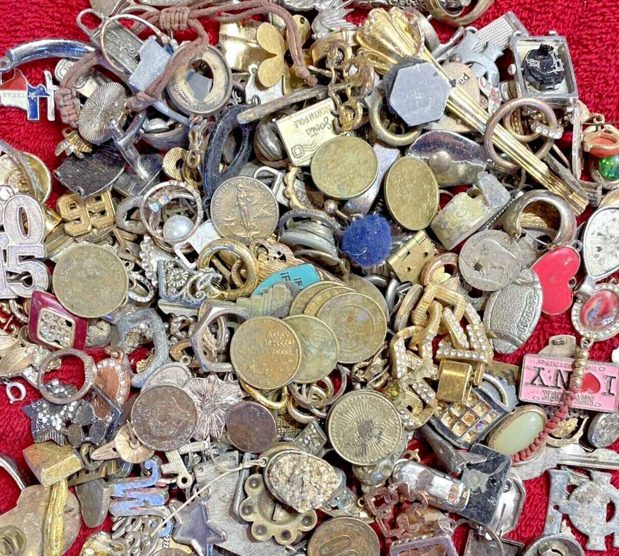 Estate Lot- Junk Drawer Old and new Collectibles-Jewelry,Trinkets,Coins,Stamps-P