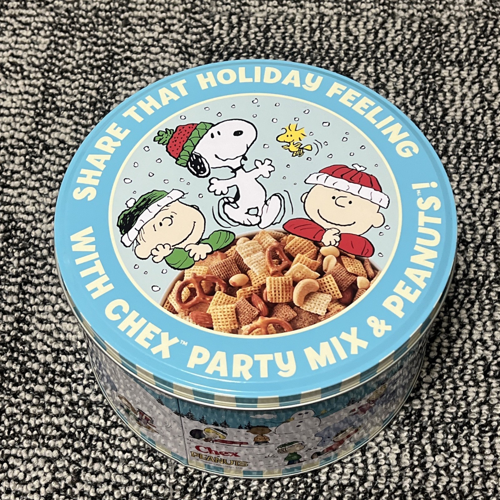 Peanuts Chex Party Mix Tin Christmas 2024 Snoopy Charlie Cereal 8\