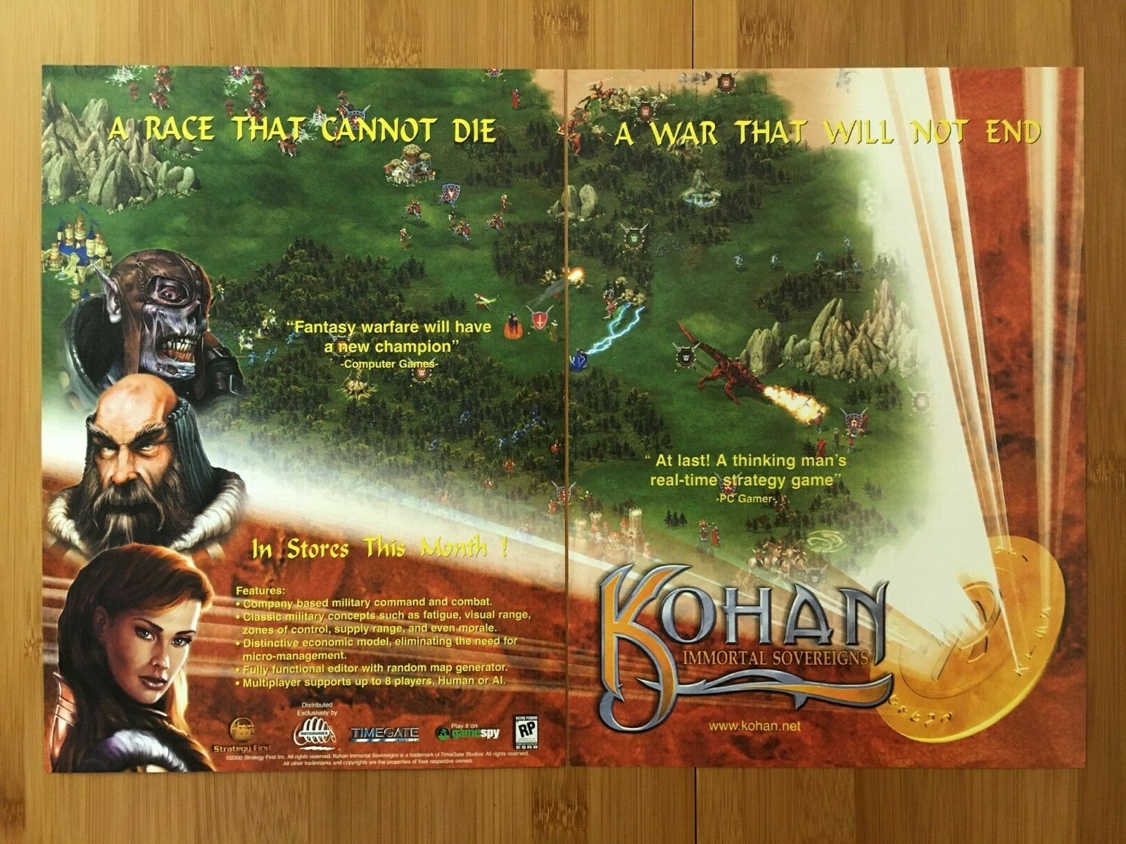 Kohan Immortal Sovereigns PC 2001 Vintage Print Ad/Poster Authentic Big Box Art