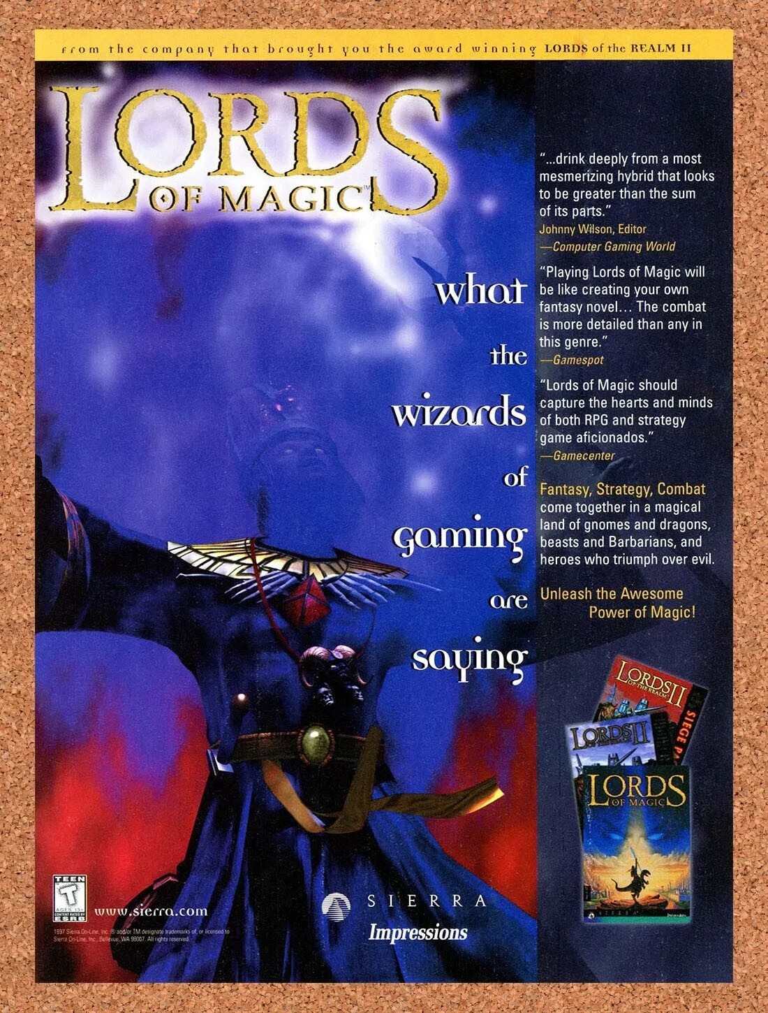 1998 Lords Of Magic PC Original Advertisement / Retro Promo v1