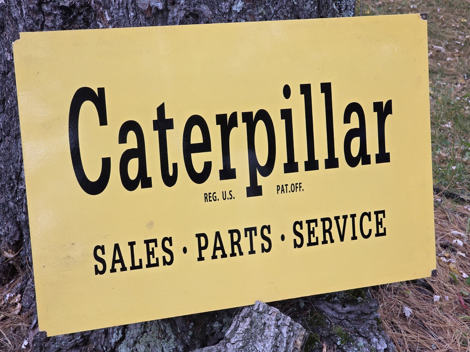VINTAGE CATERPILLAR SALES PARTS SERVICE PORCELAIN SIGN 30