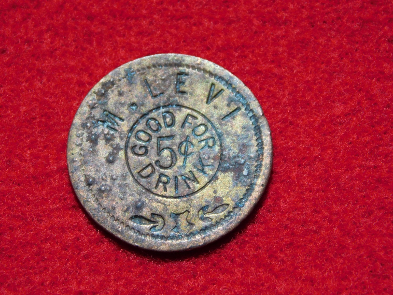 VINTAGE M LEVI GOOD FOR 5C DRINK TOKEN COIN