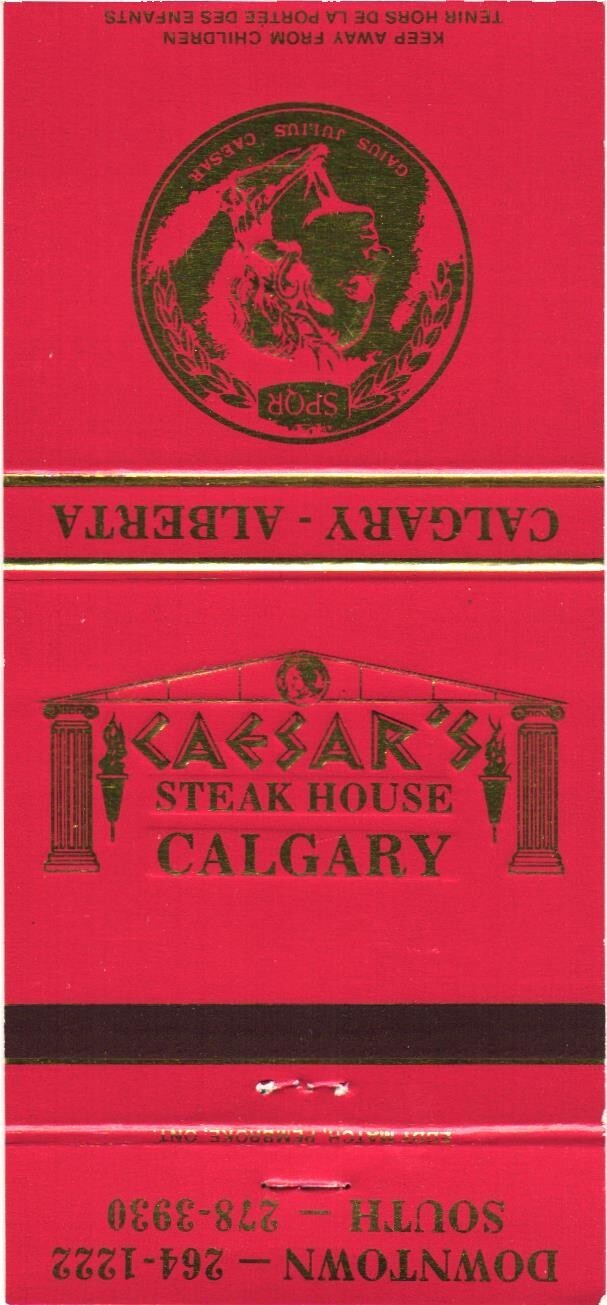 Caesar\'s Steak House Calgary Alberta Vintage Matchbook Cover 1960s-70s