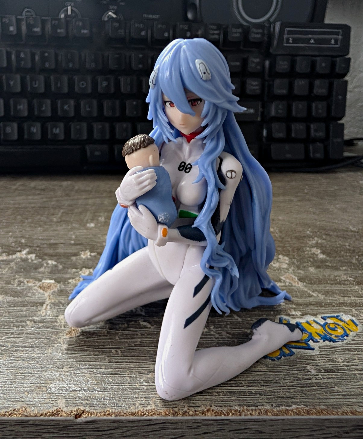Rei Ayanami Figure Neon Genesis Evangelion Plastic Blue Hair White Suit Baby
