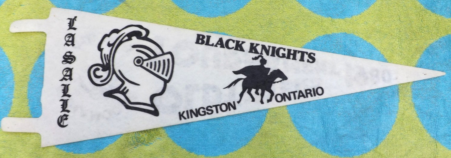 VTG. 1980 LASALLE SECONDARY SCHOOL BLACK KNIGHTS PENNANT KINGSTON ONTARIO CANADA