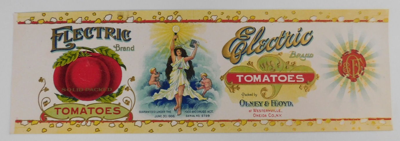 10  Vintage Electric Brand Tomatoes  Can Labels.circa 1910