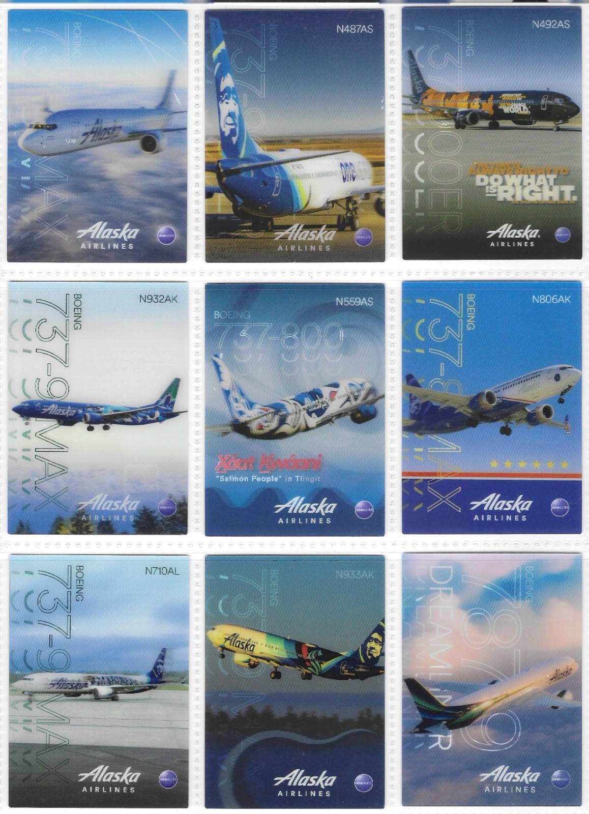 2026 Alaska Airlines Boeing OFFICIAL Pilot Trading Cards (set of 9 cards) - NEW