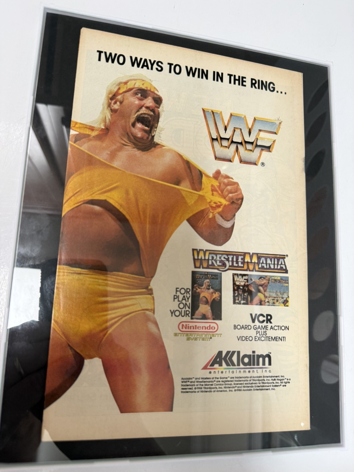 Framed 1980s WWF Hulk Hogan Hulkamania Vintage Wrestling Print Ad 8.5x11