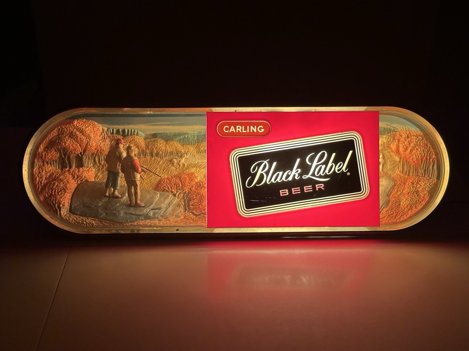 VTG 1960s Carling Black Label Beer 3D Hunting Diorama Lighted Sign 30