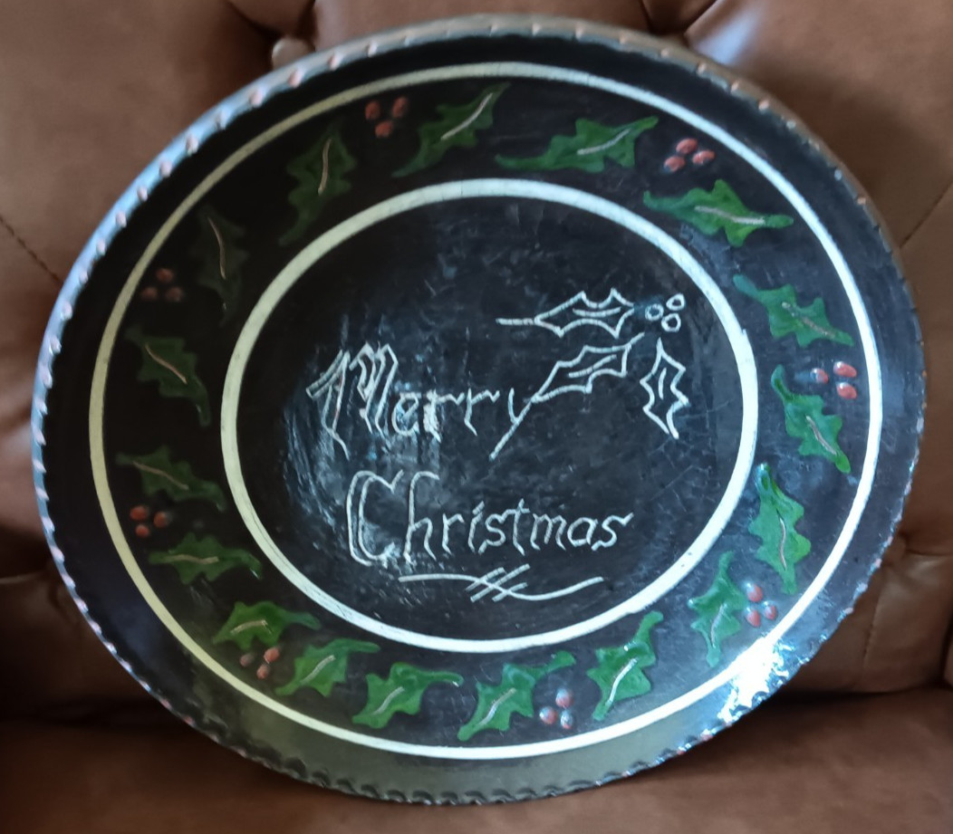 Vintage 2000 Turtlecreek Pottey Redware Merry Christmas Plate Charger Luke 9:23
