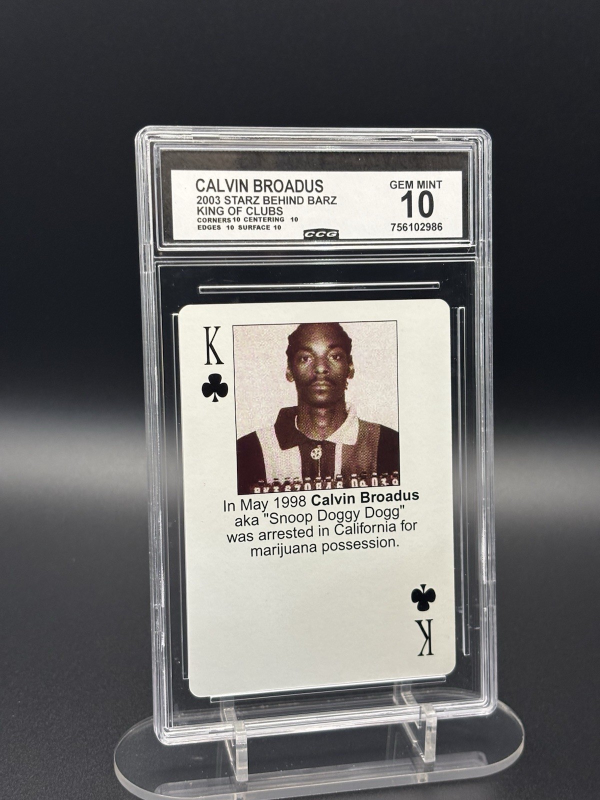 Snoop Dogg “Starz Behind Bars” Playing Card 2003 Gem Mint 10