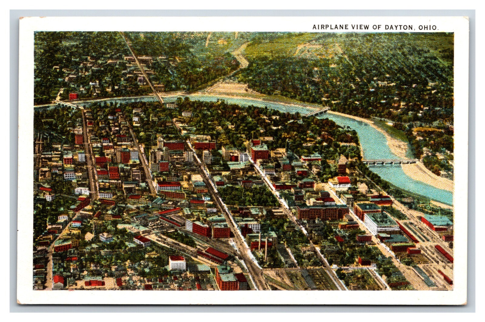 Aeroplane VIew Dayton Ohio OH UNP Unused WB Postcard H22