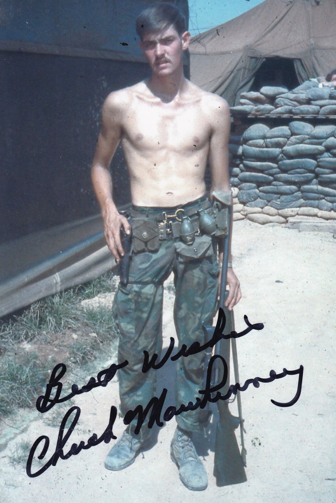 Chuck Mawhinney Signed Autograph 4x6 Vietnam Sniper USMC 103 Confirmed Kills