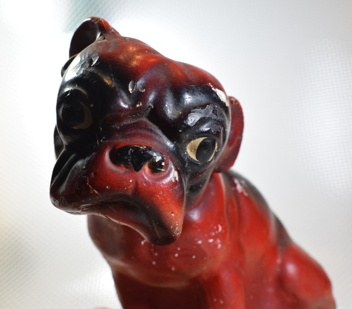 ENGLISH BULLDOG RED DOG CHALKWARE VINTAGE 1950\'s MATCH HOLDER 8-1/2\