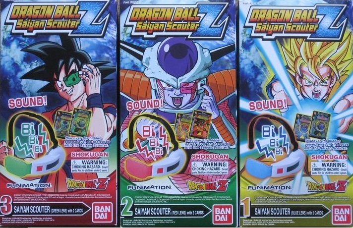 Dragonball Z Saiyan Blue Red Green Scouter set Shokugan Bandai