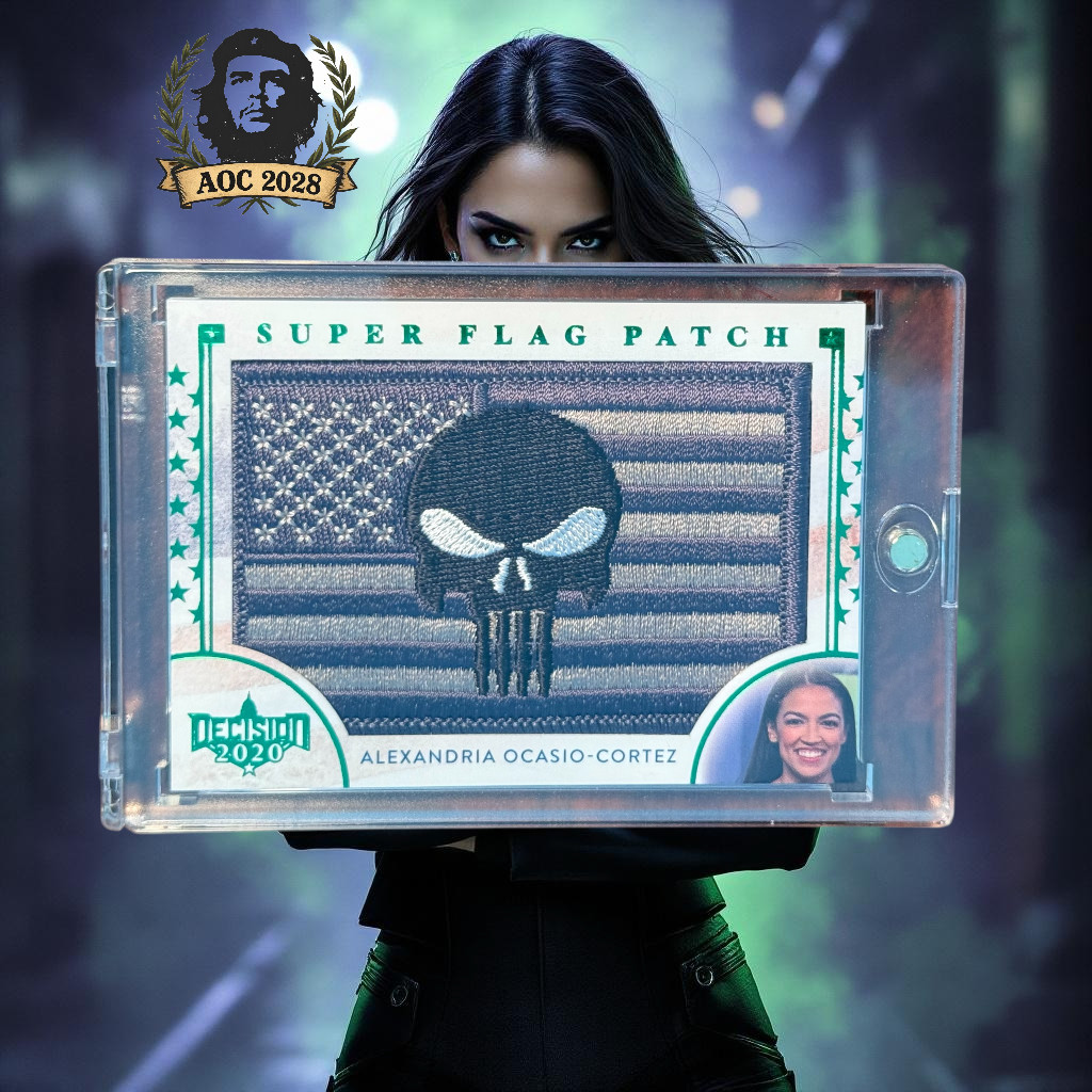 DECISION ALEXANDRIA OCASIO-CORTEZ GREEN FOIL PUNISHER FLAG PATCH RESIST TRUMP