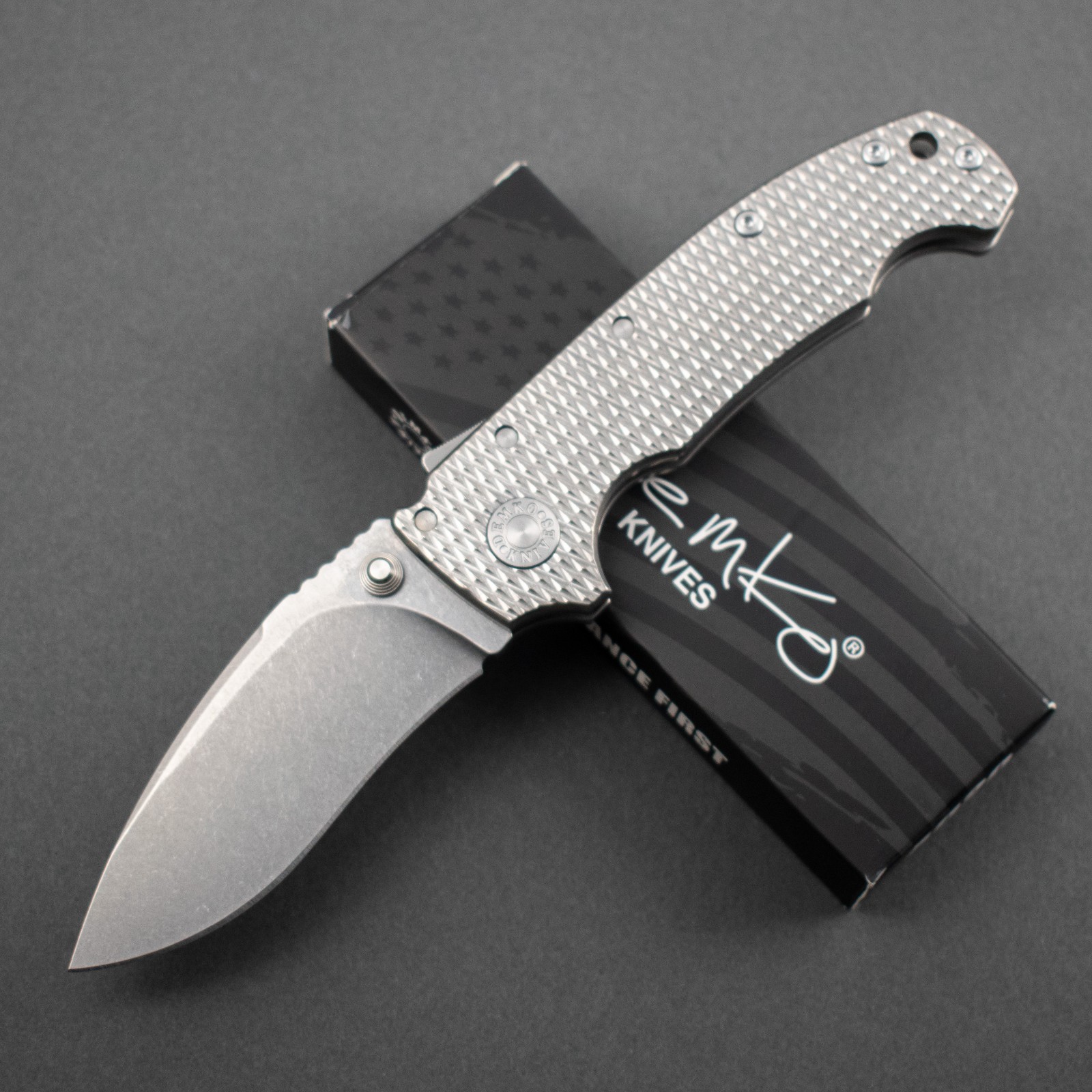 NEW Demko MG AD20 Kopis V2 CPM-3V Blade, Textured Titanium Handles #35