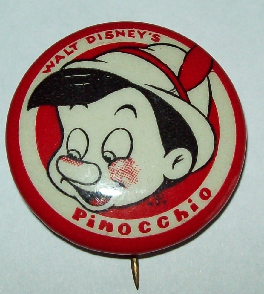 Vintage Original 1930's Kay Kamen Pinocchio Walt Disney  Pin Rare Button