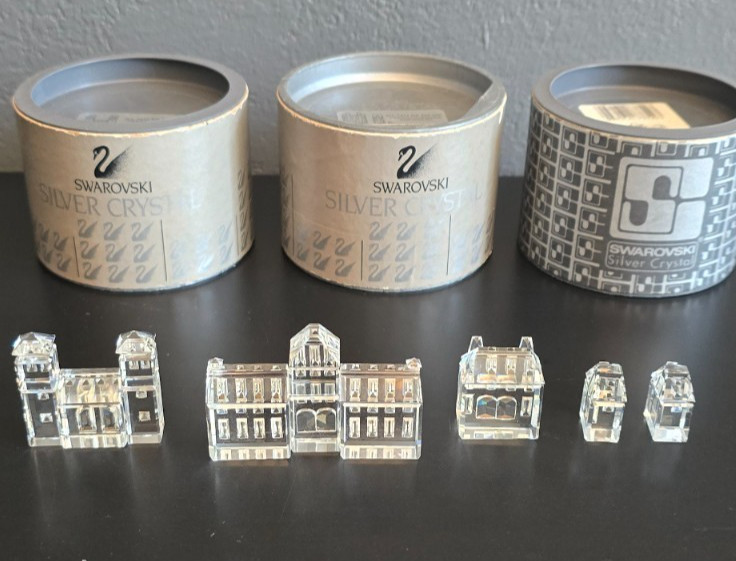 Vintage Swarovski Silver Crystal City Buildings Lot of 3 Sets w/ Boxes Austria
