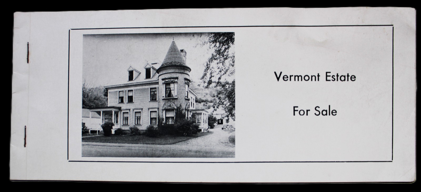 VERMONT ESTATE FOR SALE BROCHURE OF VICTORIAN ERA HOUSE 1930 VINTAGE REAL ESTATE