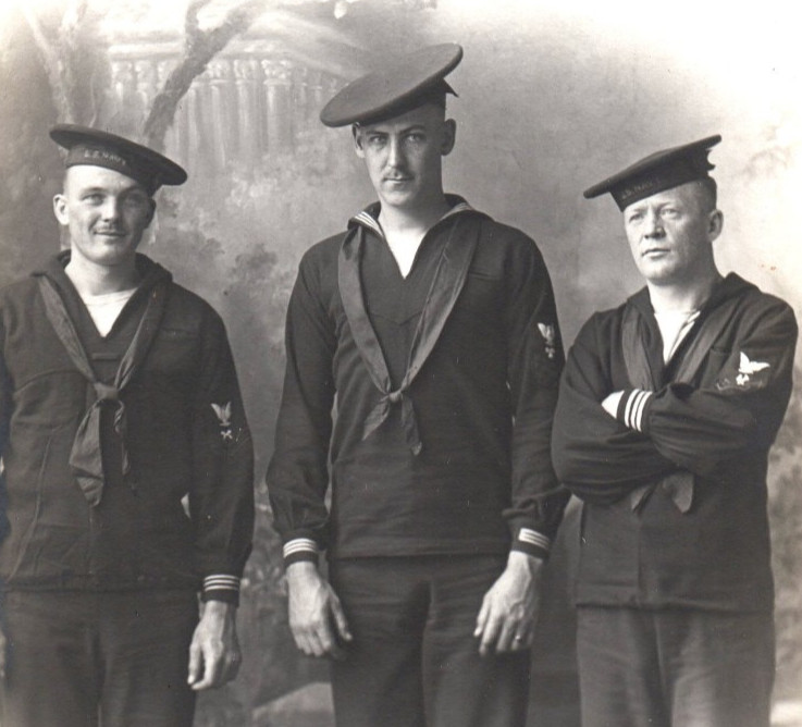 WWI Navy Sailors Studio Portrait Real Photo Postcard RPPC 