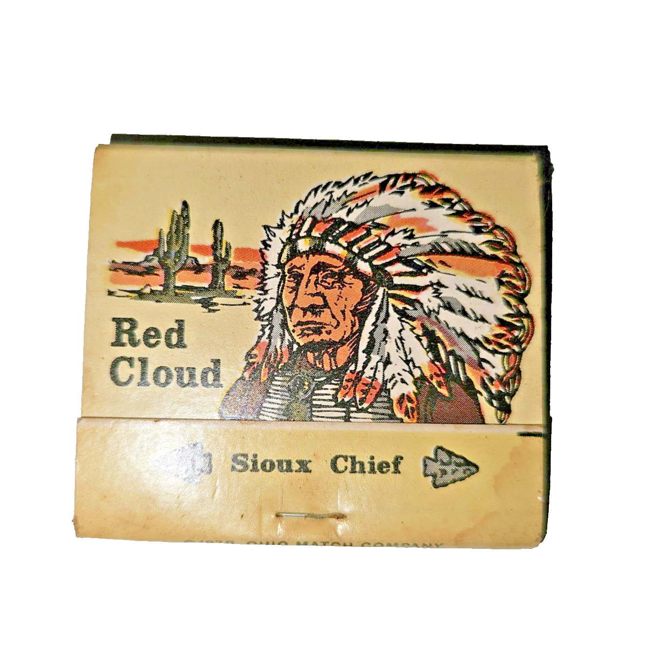 Vintage 1979 Red Cloud Sioux Chief Matchbook Full Native American Decor Ohio Mat