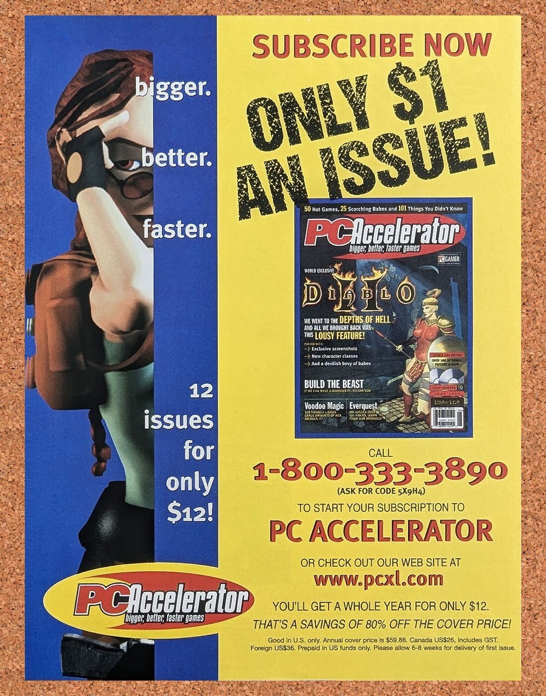 Tomb Raider PC Original 1998 Ad - PC Accelerator Mag Video Game Promo
