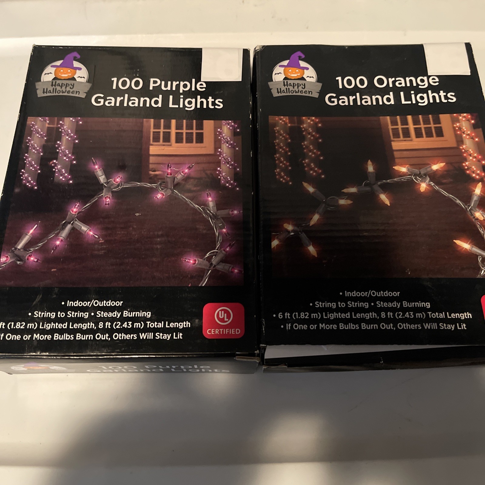Halloween Garland Lights  Two Boxes 100 Lights Per Box Orange And Purple