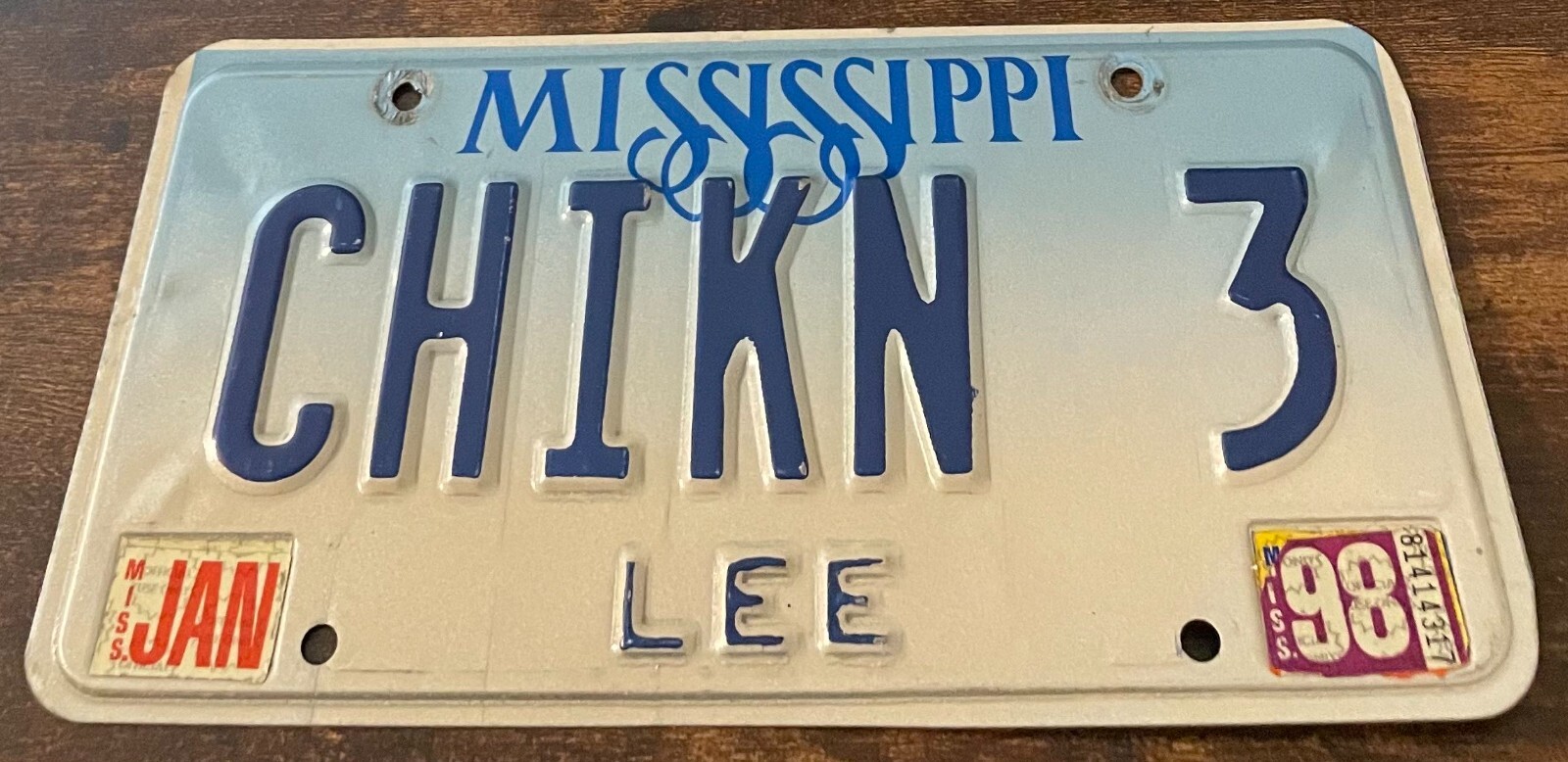 CHIKN 3 Vanity License Plate Mississippi Chicken Invaders 3 Poultry Farmer Gamer