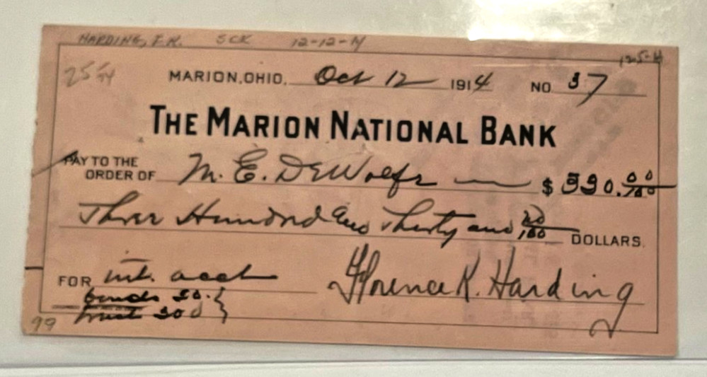 SO RARE Authenticated Florence HARDING Original Signed Autograph Check 1914