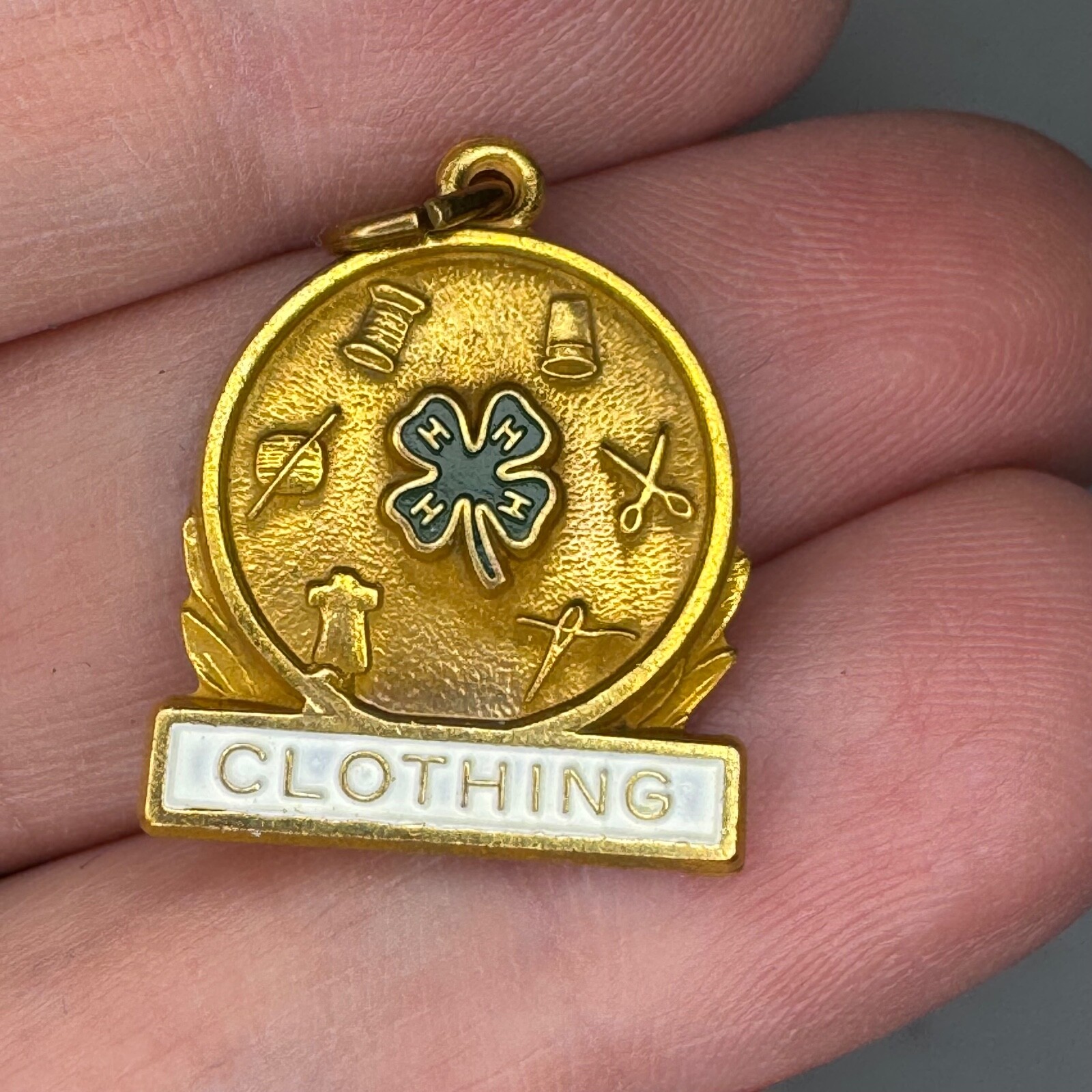 Vtg 4-H Clothing Achievement Coats & Clark Medal Charm Pendant Fob 4H