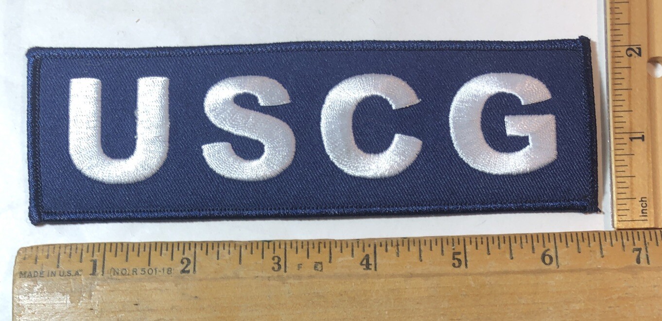 USCG United States Coast Guard Patch 6.5” x 2” White Letters On Blue