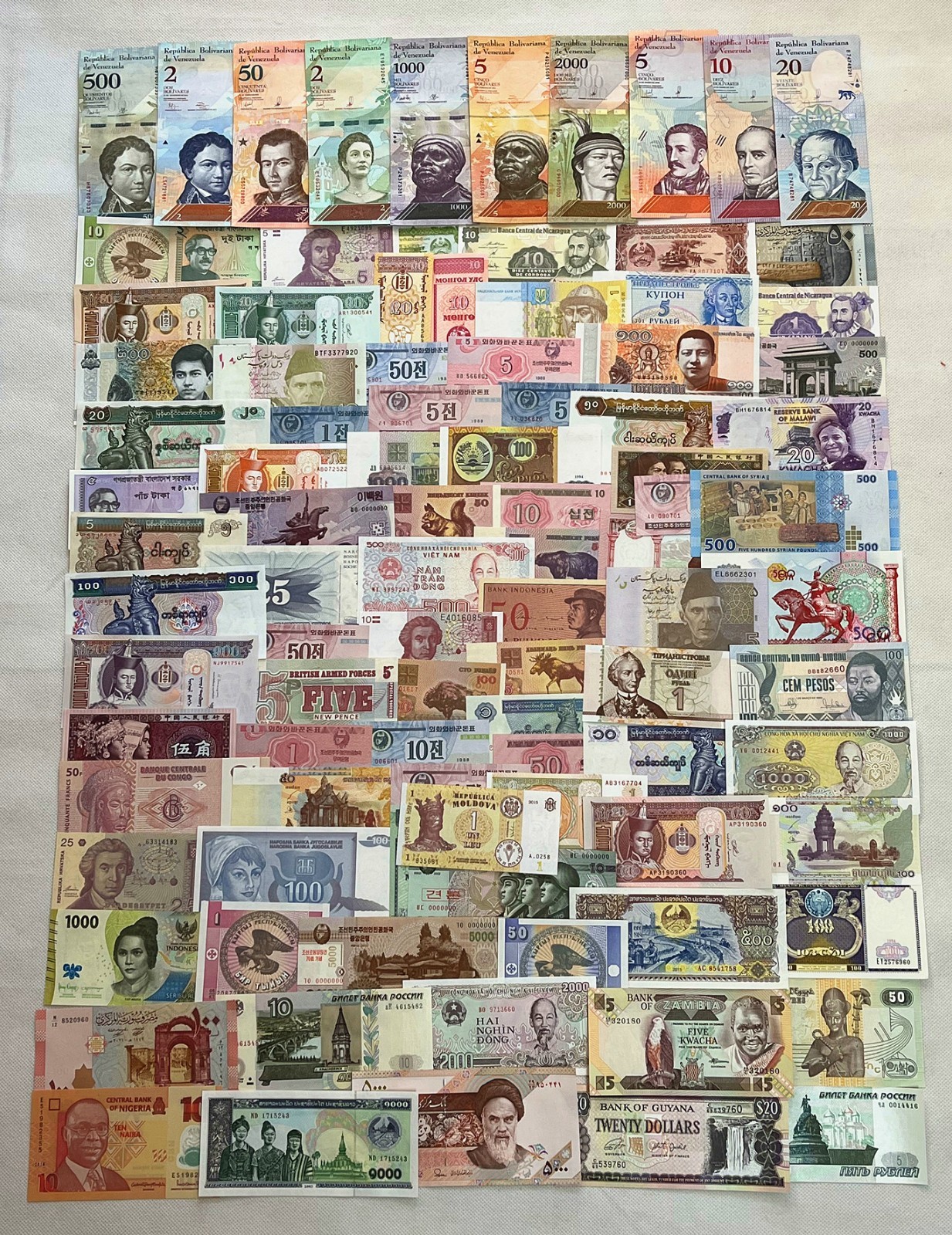 NEW Paper Money 100 Pieces Of  Different Banknotes UNC high quality ,All Genuine