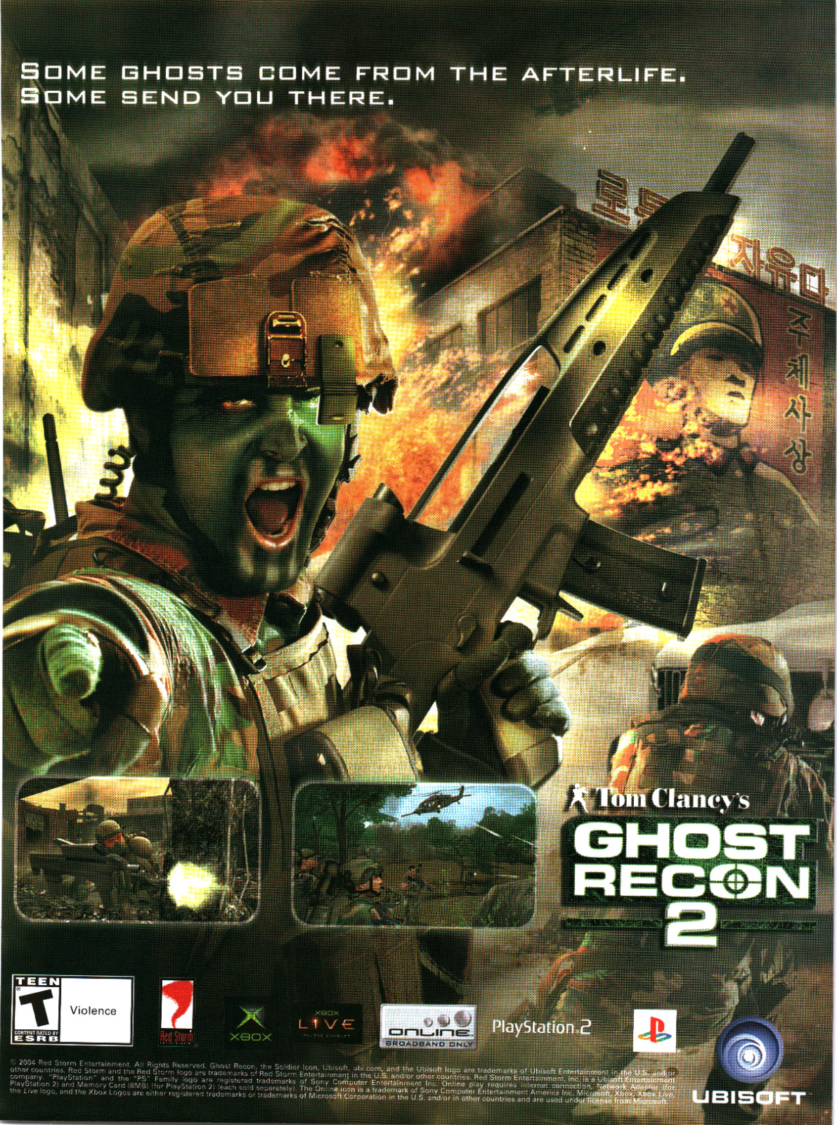 2004 Ghost Recon 2 Tom Clancy Ubisoft PS2 Xbox PC Promo Art Game Print Ad
