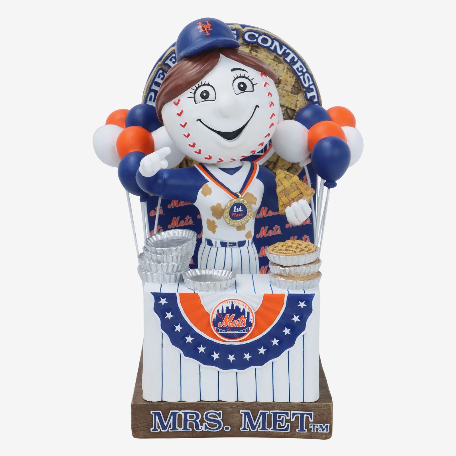 Mrs. Met New York Mets Pie Eating Contest Bobblehead MLB Baseball