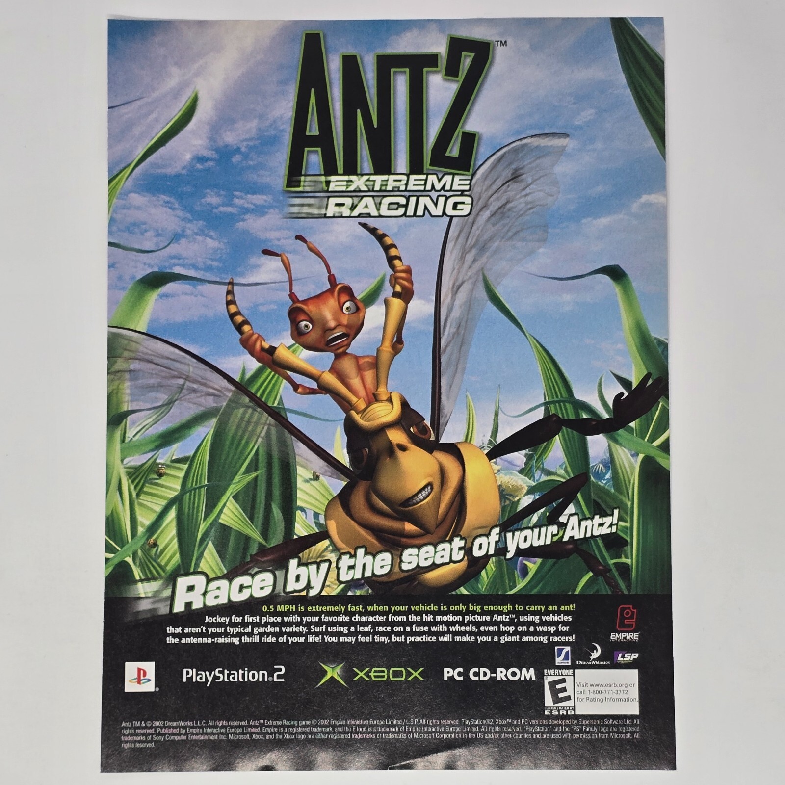 Antz Extreme Racing PlayStation PS2 Xbox PC Race Print Ad/Poster Official Promo