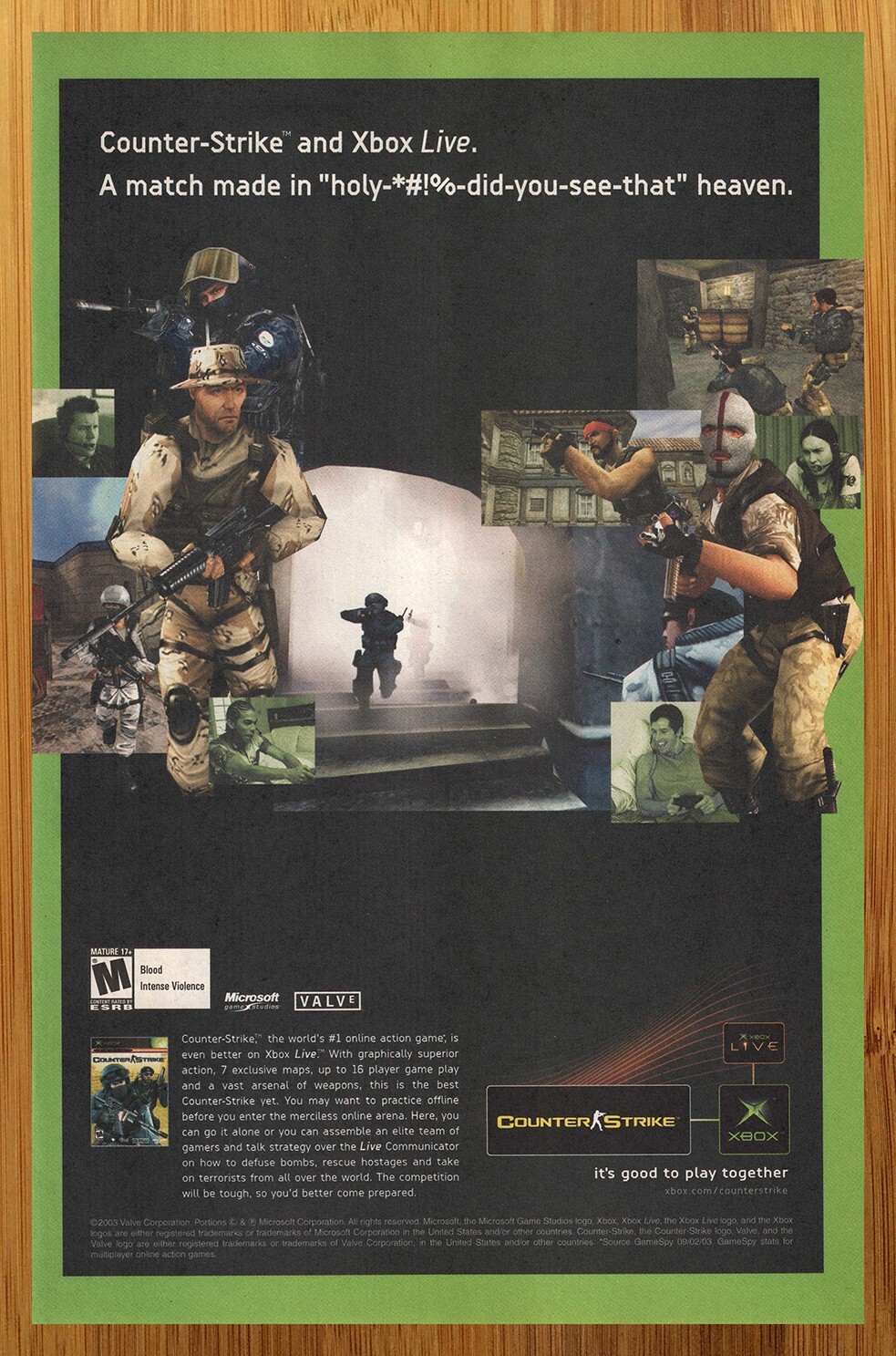 2003 Half-Life: Counter-Strike Xbox PC Print Ad/Poster Official FPS Promo Art