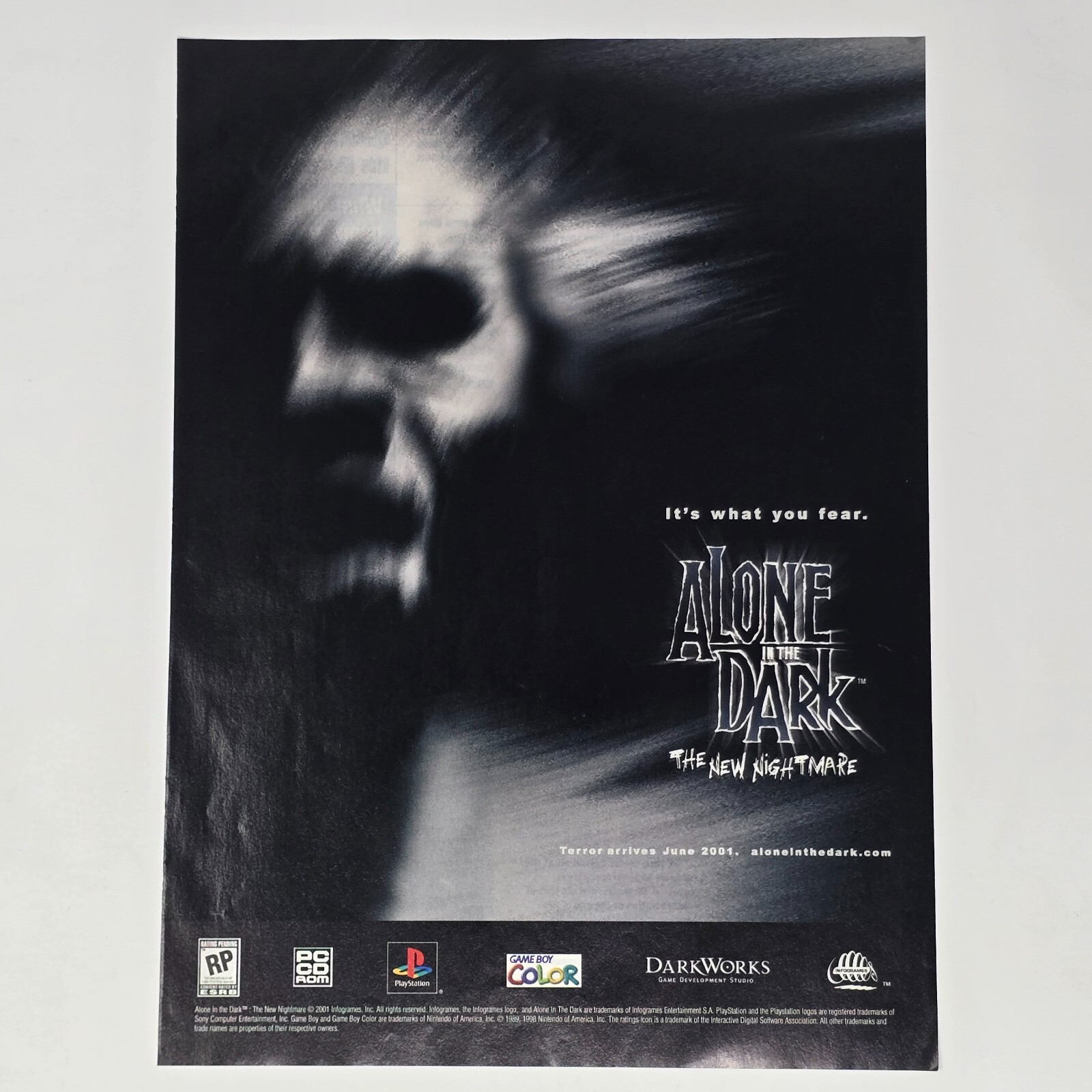 Alone in the Dark New Nightmare PS1 GameBoy Fear Print Ad/Poster Official Promo