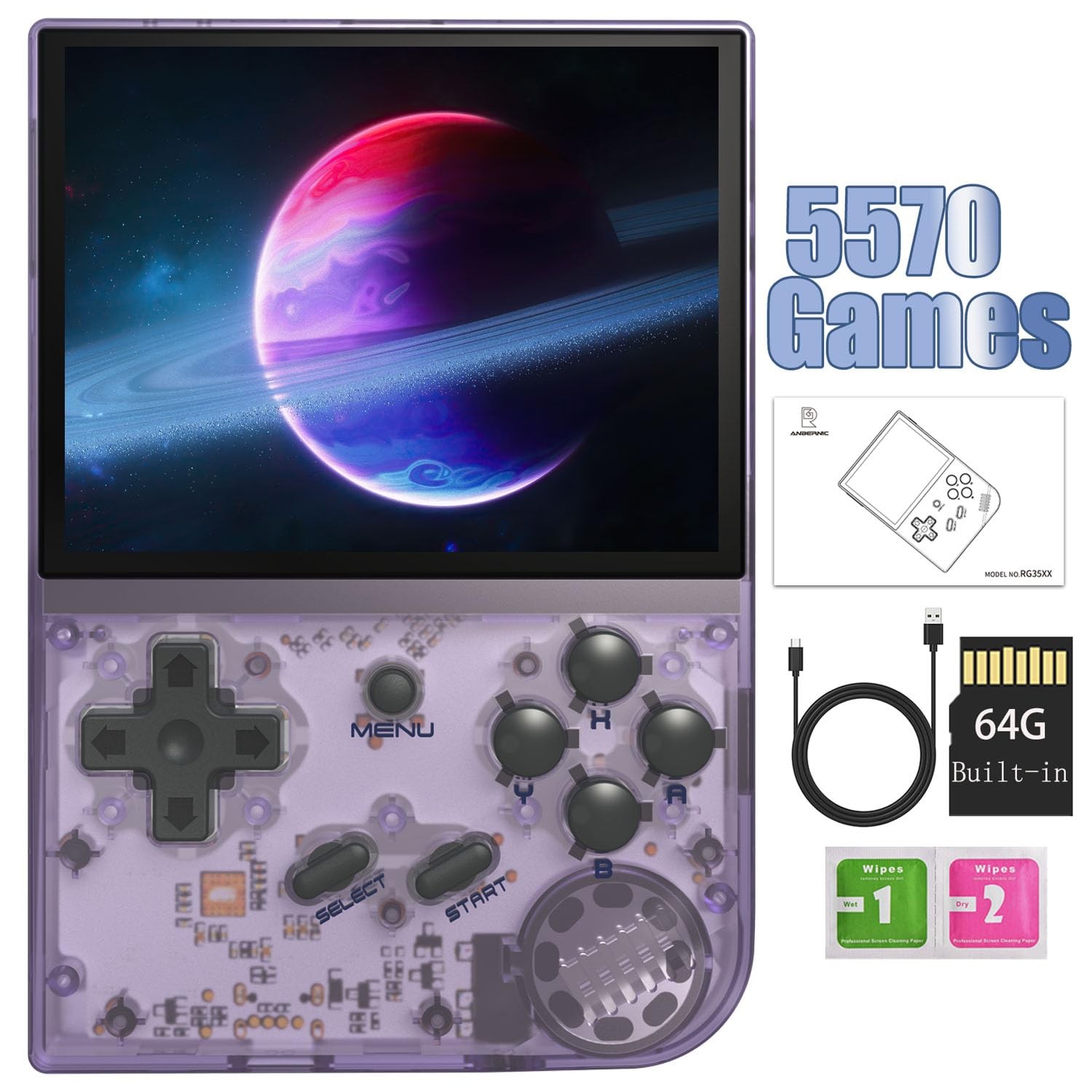 RG35XX Retro Handheld Game Console, 3.5 Inch IPS Inches, Rg35xx Purple