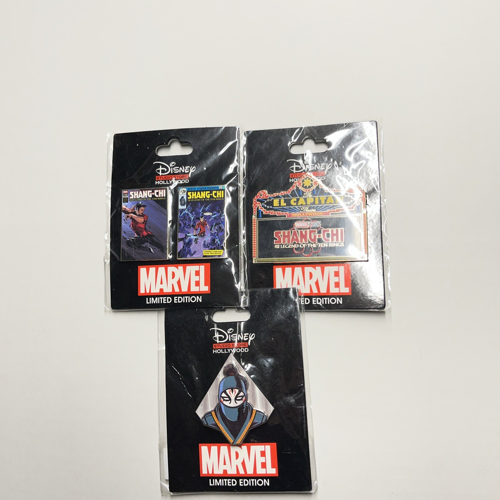SHANG-CHI & LEGEND OF TEN RINGS MARQUEE PIN, comics and extra pin lot 