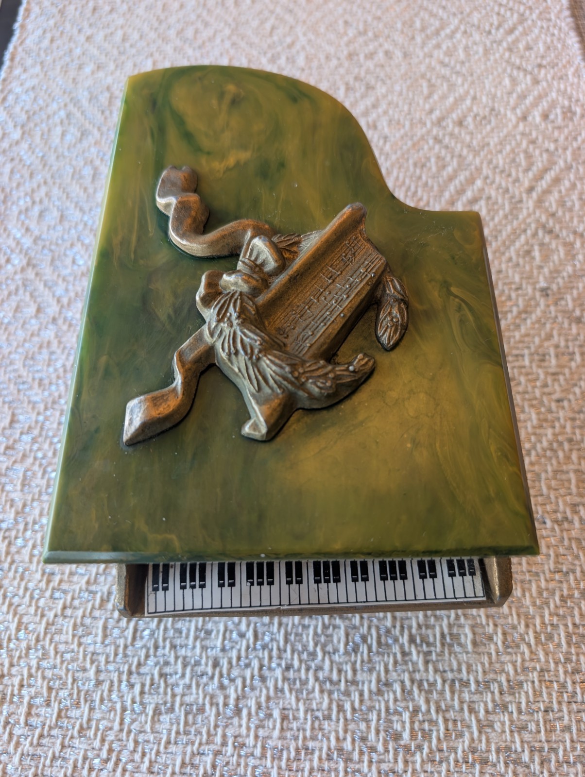 Bakelite Butterscotch Catalin Reuge Switzerland Grand Piano Music Box Art Deco