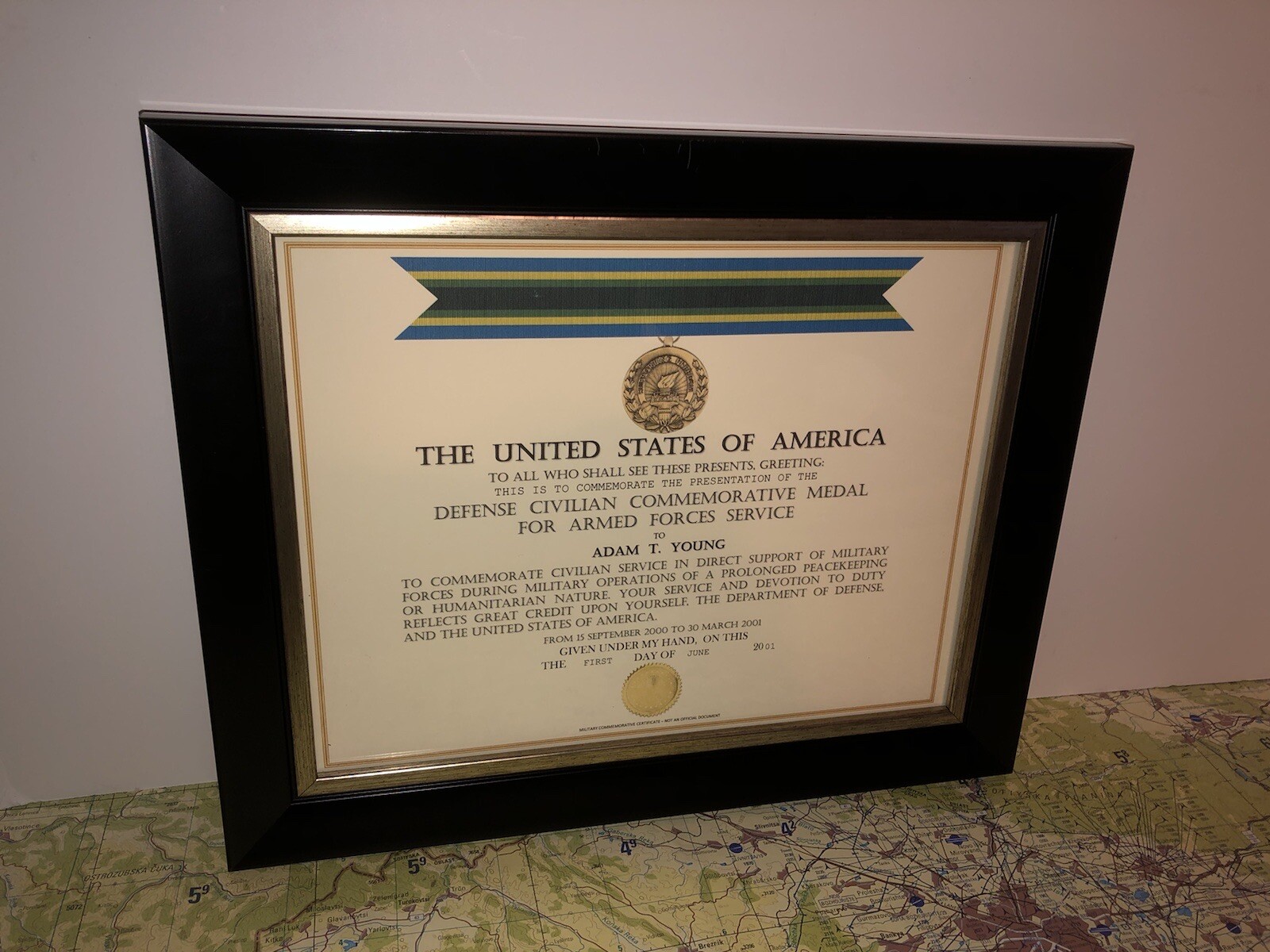DEFENSE CIVILIAN COMMEMORATIVE MEDAL - ARMED FORCES SERVICE CERTIFICATE ~ Type-1