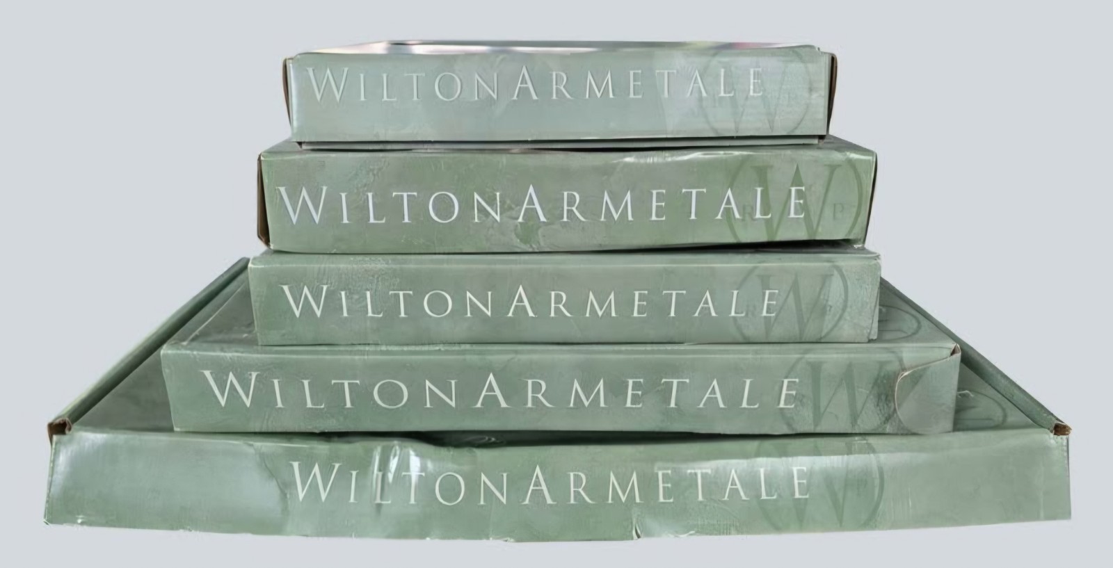 Vintage Wilton Armetale Serving Ware 5 Piece Lot Original Boxes USA Platters Bow