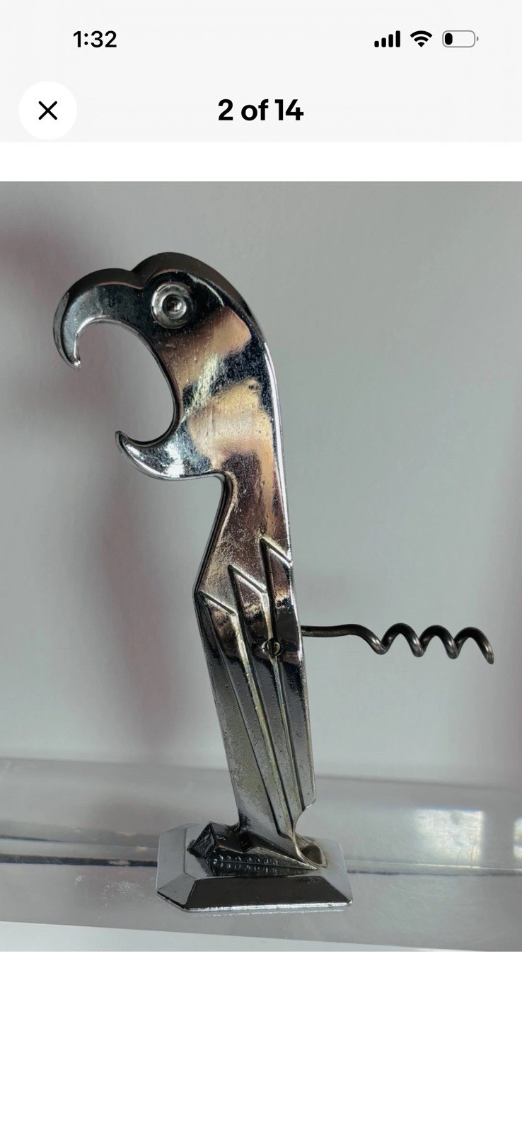 ART DECO/CHROME/POLLY PARROT/1929/SIGNED/TESTED/EUC