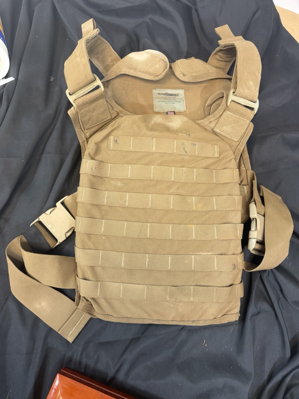 DiamondBack Tactical Coyote Tan  Plate Carrier Hard Shell Vest Size XL