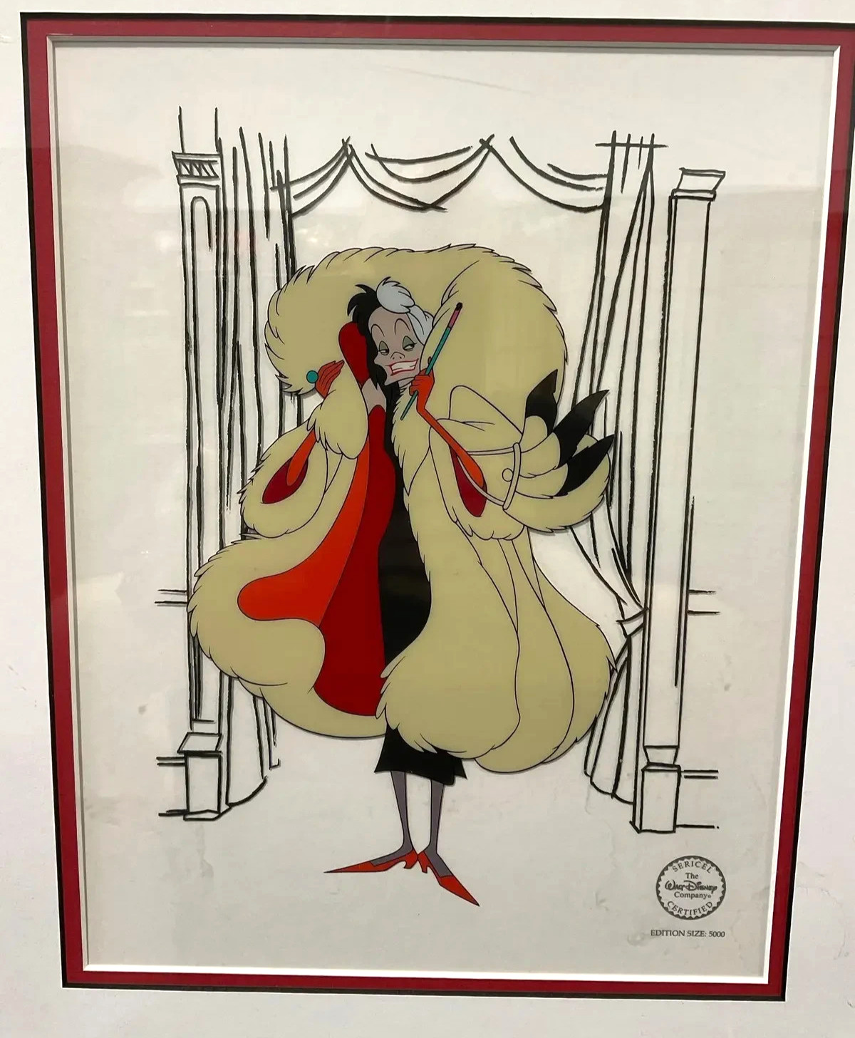 Disney 101 Dalmatians Cruella Devil Limited Edition Sericel COA