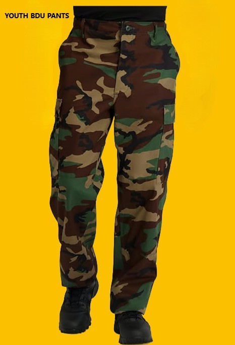 NEW MADE IN USA TRU SPEC YOUTH BOYS M-81 WOODLAND BDU CAMOFLAUGE CARGO PANTS 16